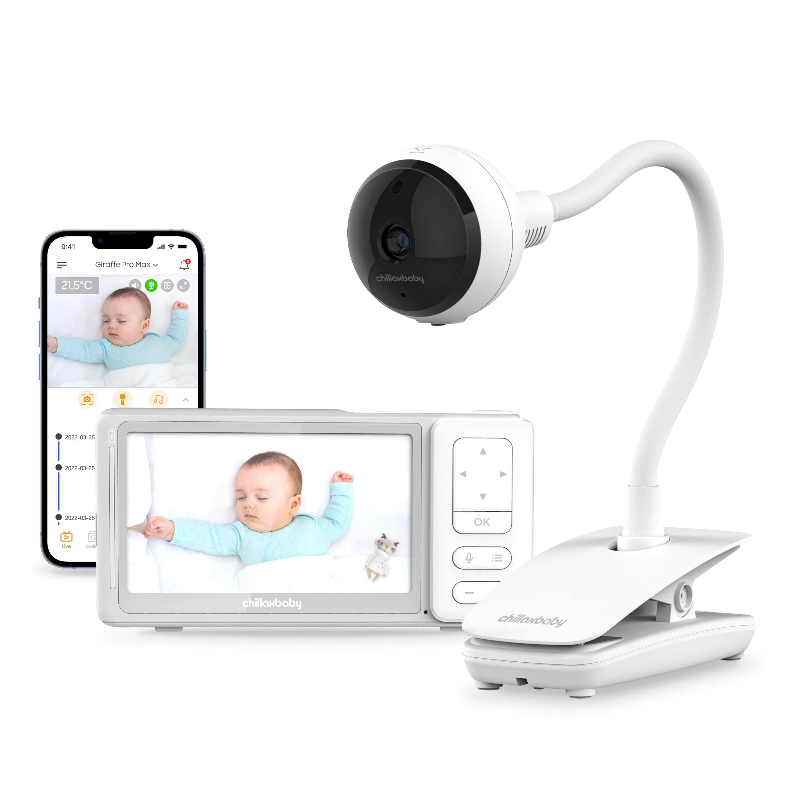 CHILLAX Giraffe Pro Max Baby Monitor – Video Baby Monitor with Full HD 1080p Camera and 5” 72... | Amazon (US)