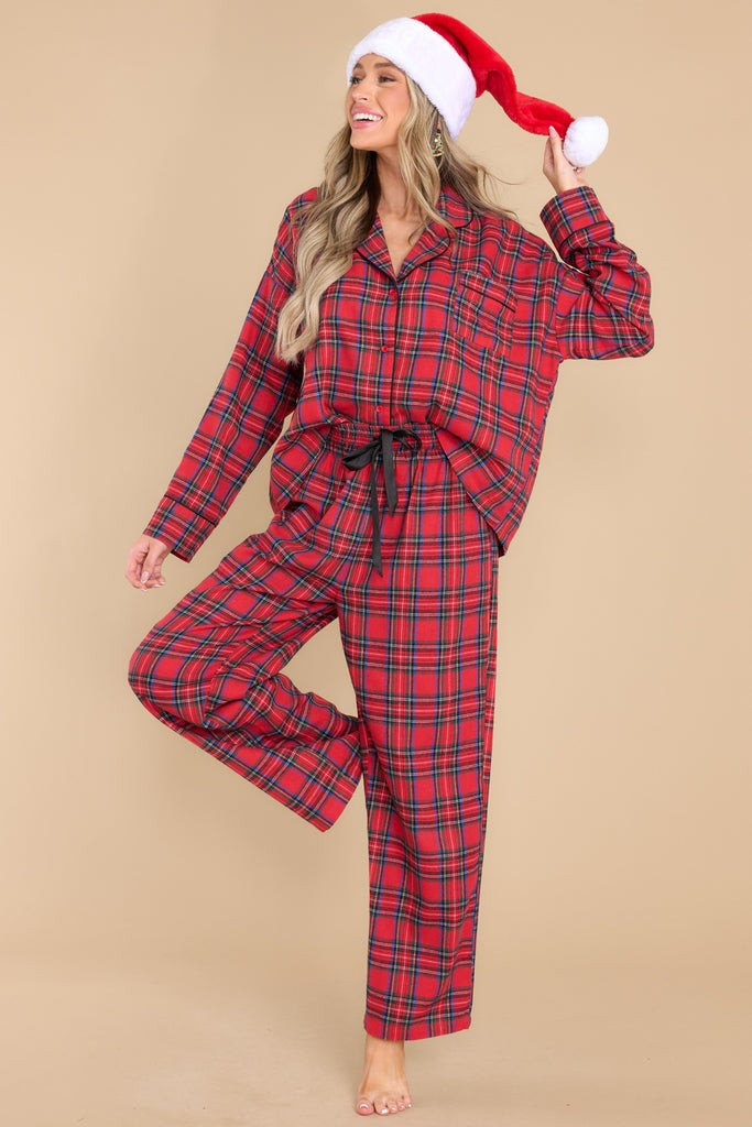 Awaiting Santa Red Tartan Plaid Pajama Top | Red Dress 