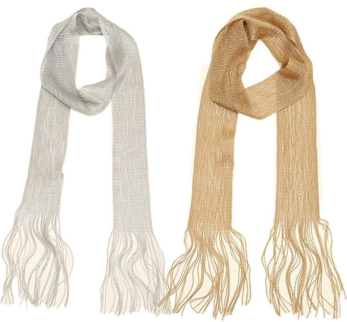 LMVERNA Women Fashion Lightweight Glitter Scarf for Evening Party 2 pieces | Amazon (US)