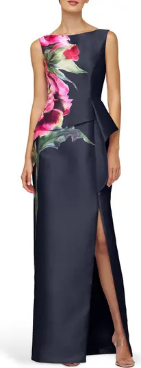 Kay Unger Luciana Placed Floral Column Gown | Nordstrom | Nordstrom