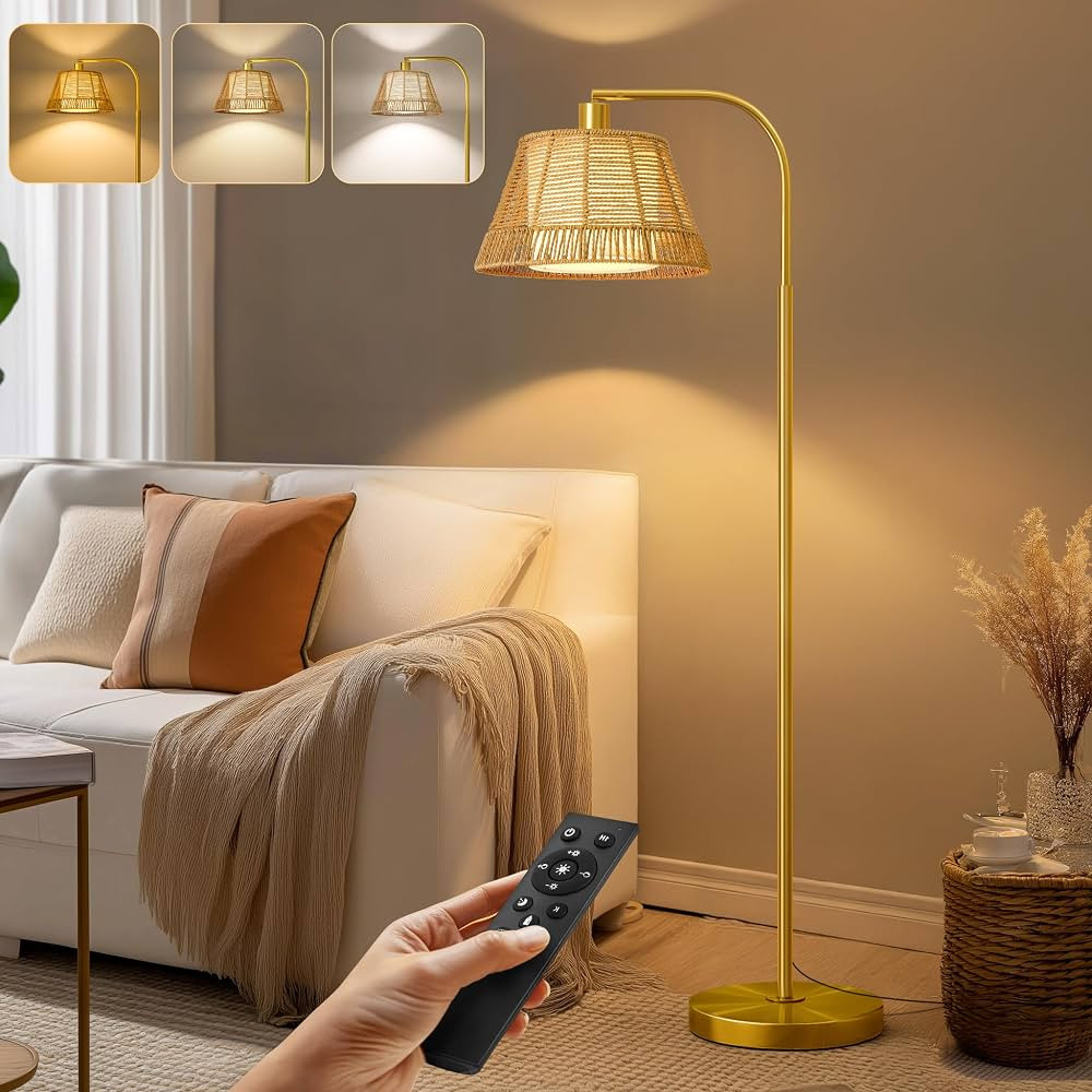 Oneach Arc Floor Lamp for Living Room with 3 Color Temperatures, Farmhouse Floor Lamps with Remot... | Amazon (US)
