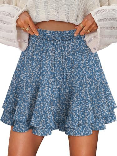 onlypuff Skorts for Woman Ruffle Mini Skirts Flowy Boho Athletic Shorts High Waisted Trendy Outfi... | Amazon (US)