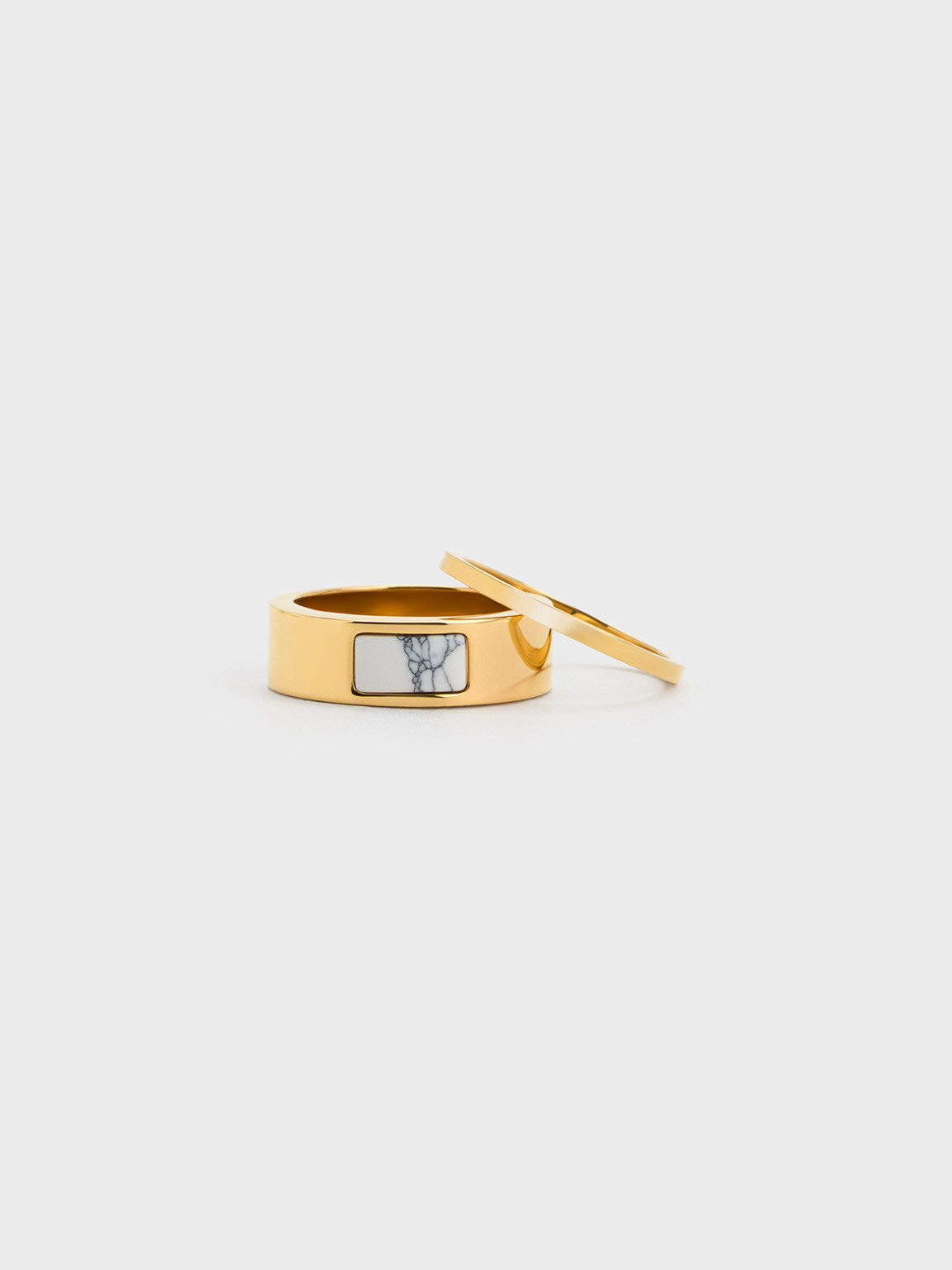 Briar Square Two-Ring Set
 - Gold | Charles & Keith UK