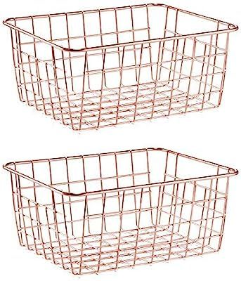 SINARDO Wire Storage Basket Organizer Bin Baskets for Kithen Cabinets Freezer Bedroom Bathroom (2... | Amazon (US)
