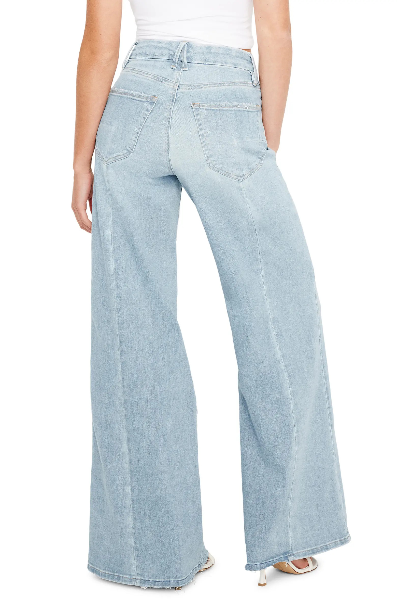 Good American Good Waist Distressed Palazzo Jeans | Nordstrom | Nordstrom