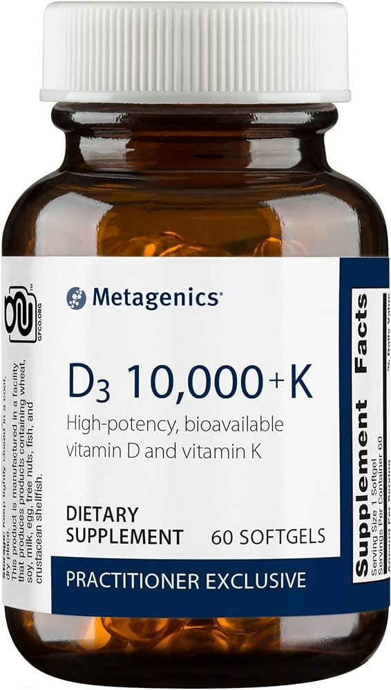 Metagenics Vitamin D3 10,000 IU with Vitamin K2 - Vitamin D Supplement for Healthy Bone Formation... | Amazon (US)