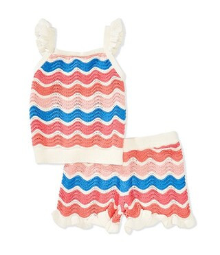 Adventurewear 360Little Girls Scalloped Crochet Ruffle Tank & Shorts Set | Dillard's