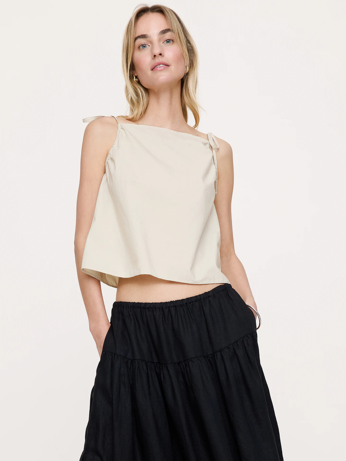 Cotton Poplin Tie-Strap Tank | Banana Republic (US)