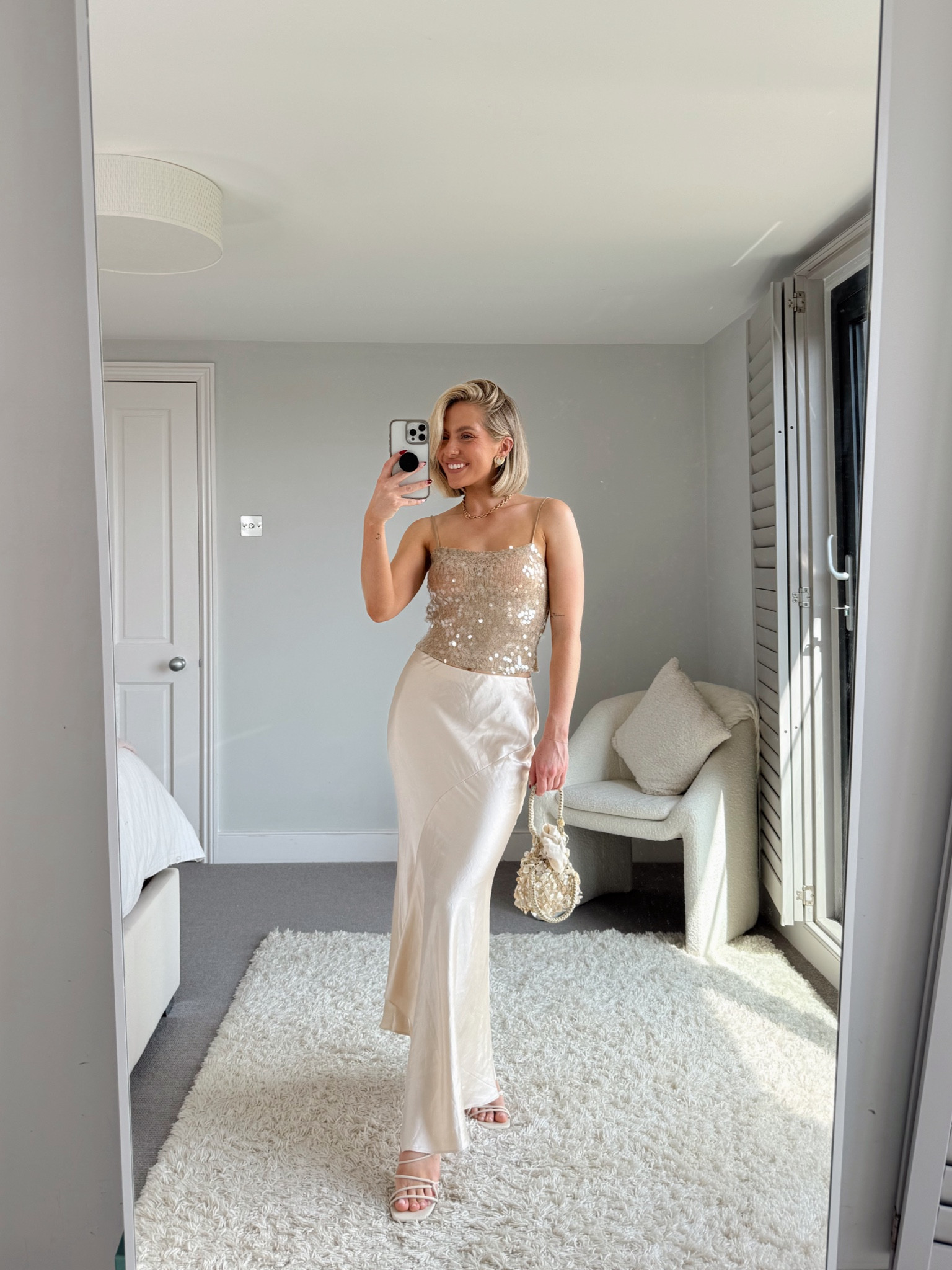 Satin skirt evening outfit idea - skirt is old Topshop and top & bag are recent Zara 

#LTKuk #LTKeurope #LTKsummer