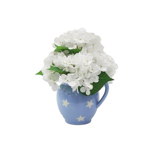 Celebrate It 11" White Hydrangea in Ceramic Pitcher, Red, White, & Blue Party Supplies and Decorations for Memorial Day, Independence Day | Amazon (US)