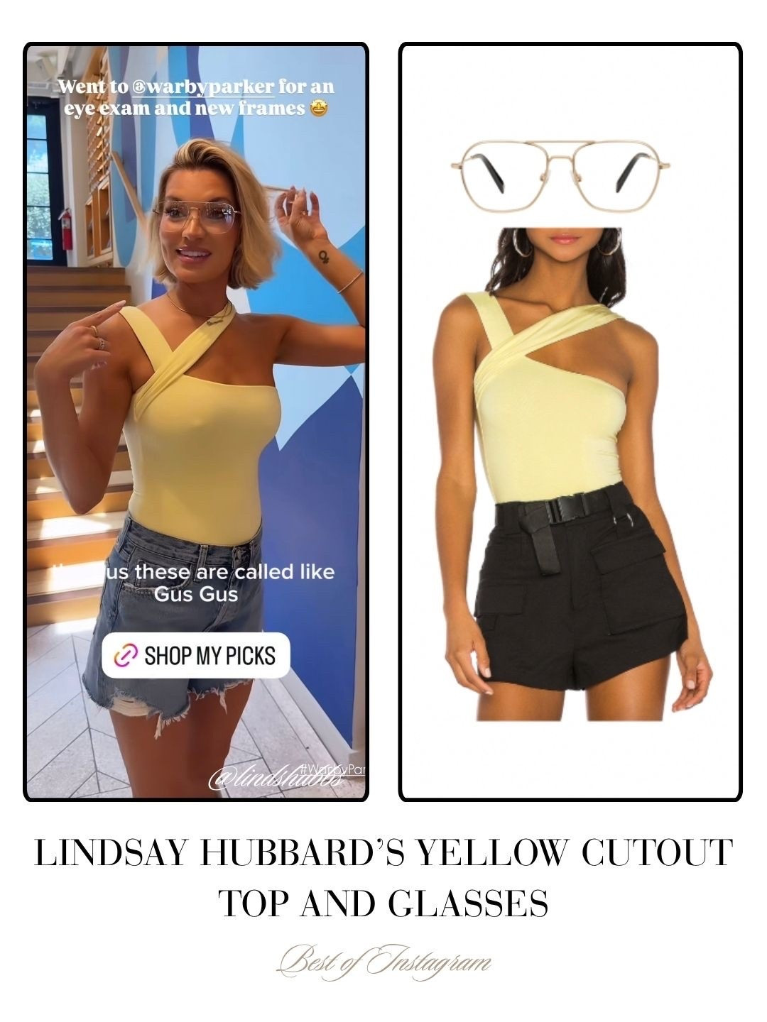 Lindsay Hubbard’s Yellow Cutout Top and Glasses 📸 = @lindshubbs
