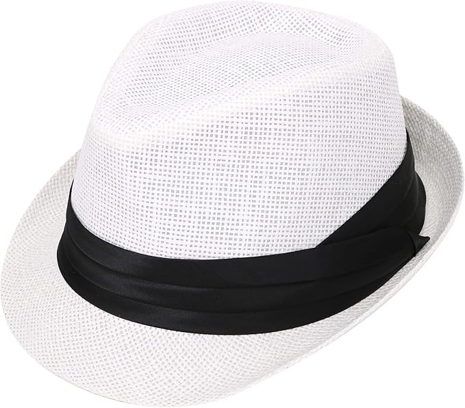 Verabella Women/Men's Summer Short Brim Straw Fedora Sun Hat | Amazon (US)
