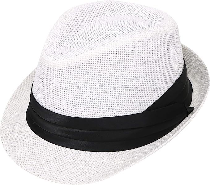 Verabella Women/Men's Summer Short Brim Straw Fedora Sun Hat | Amazon (US)