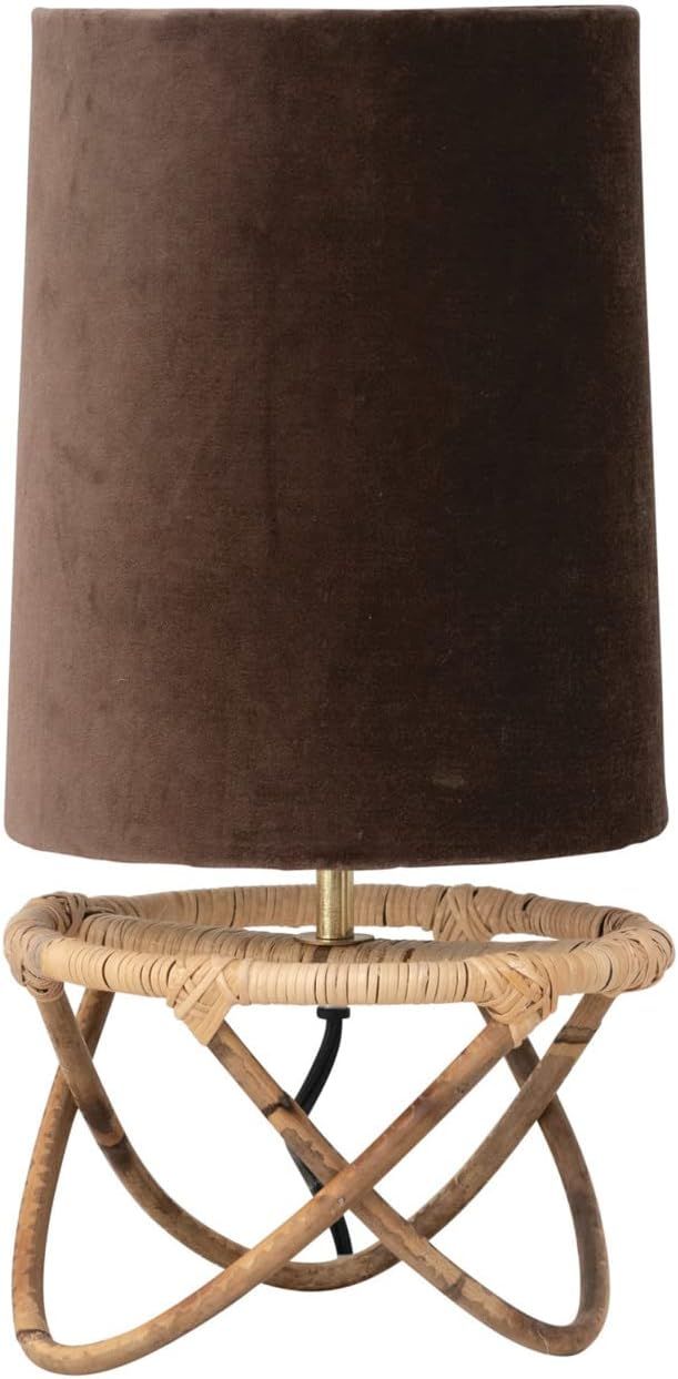 Bloomingville Bloomingville Handwoven Rattan Table Lamp with Cotton Velvet Shade, Natural and Bro... | Amazon (US)