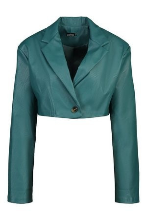 Faux Leather Crop Blazer | Boohoo.com (US & CA)