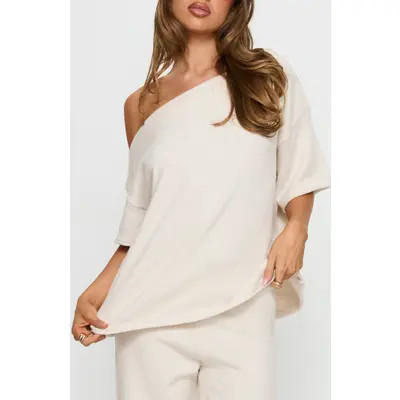 Princess Polly Kourta Oversize Off the Shoulder Top in Oat at Nordstrom, Size 4 | Nordstrom