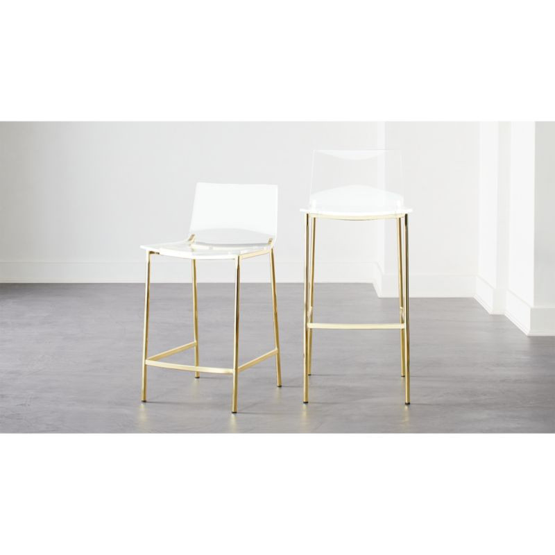 Chiaro Clear Bar Stools Gold | CB2 | CB2