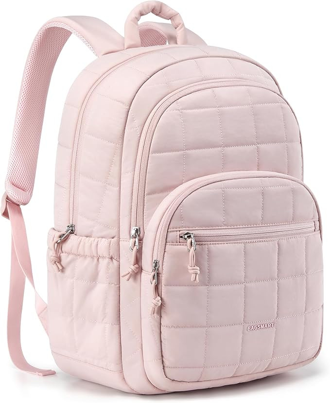 BAGSMART College Laptop Backpack, Travel Laptop Backpack for Women, Quilted Casual Daypack, Water... | Amazon (US)