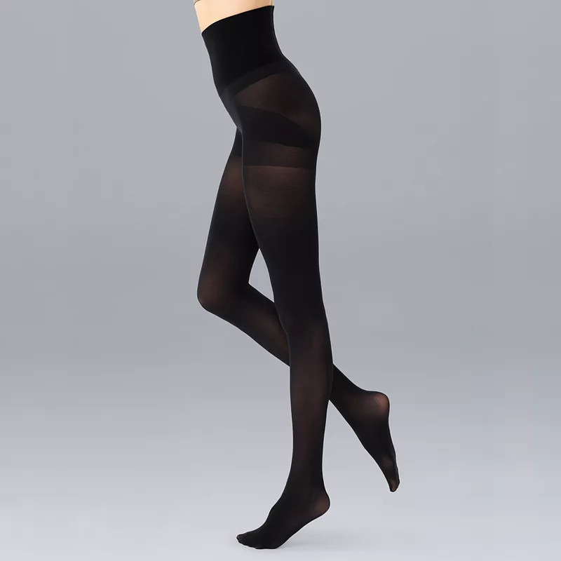 Women's Simply Vera Vera Wang Semi-Opaque 40D Bottom & Tummy Shaping Tights, Size: 5, Black | Kohl's