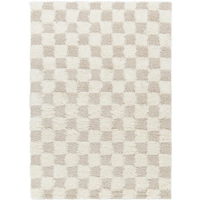 Molly Checkered Machine Woven Polypropylene Area Rug in Cream/Light Beige | Wayfair North America