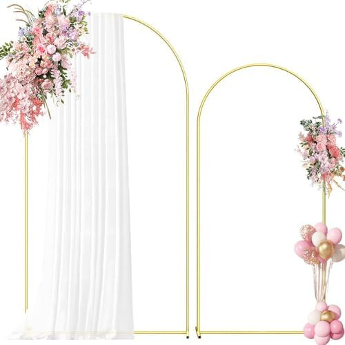 Metal Arch Backdrop Stand, 7.2FT+6FT Wedding Arch Backdrop Stand, Set of 2 Gold Backdrop Arch Sta... | Amazon (US)