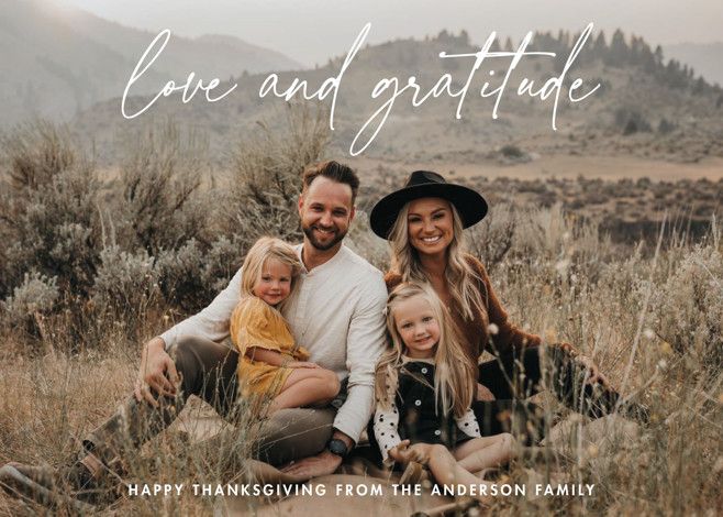 "Love and Gratitude" - Customizable Thanksgiving Cards in White by Katherine Moynagh. | Minted