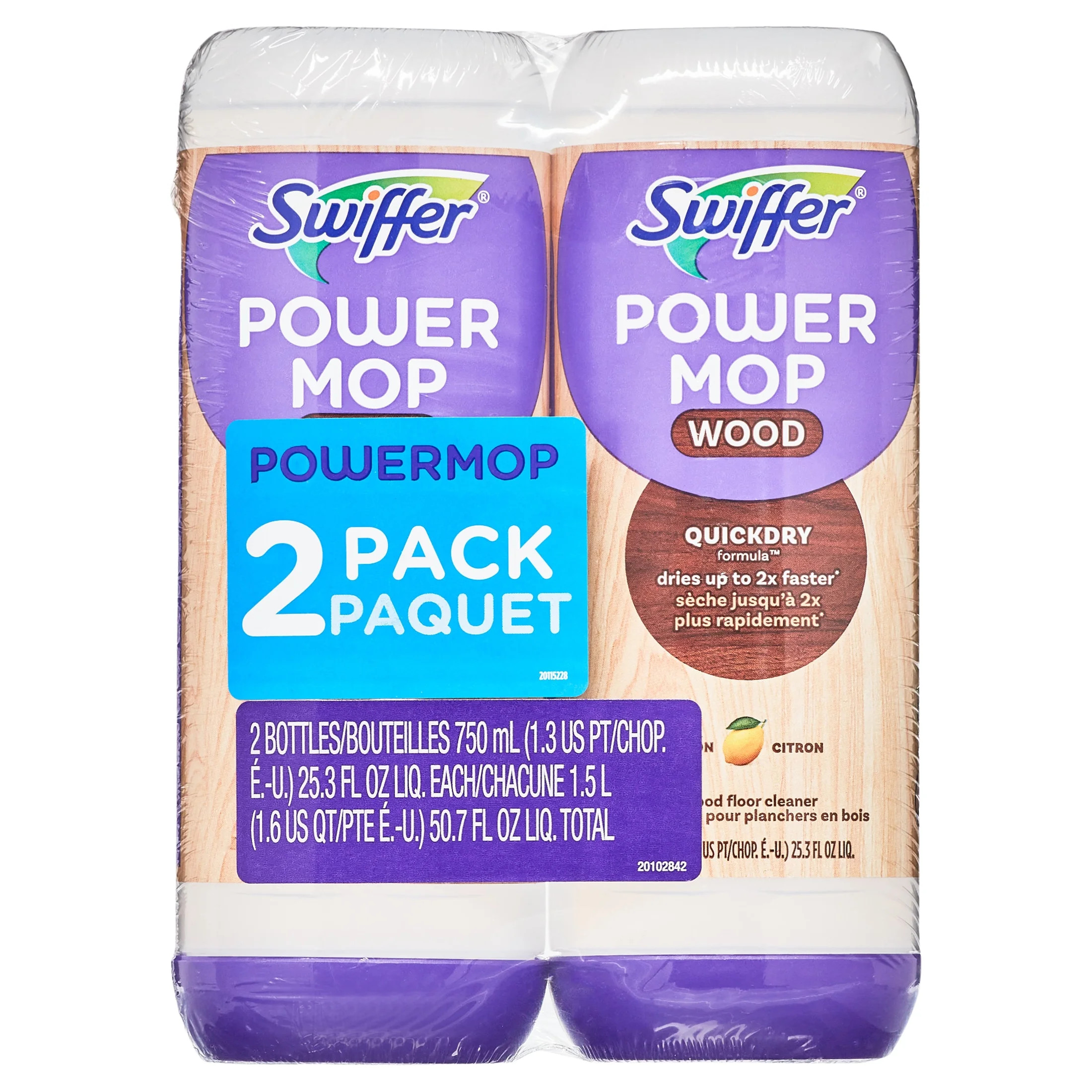 Swiffer PowerMop Wood Quick Dry Liquid Floor Cleaner Solution, Lemon, 25.4 oz, 2 Pack | Walmart (US)
