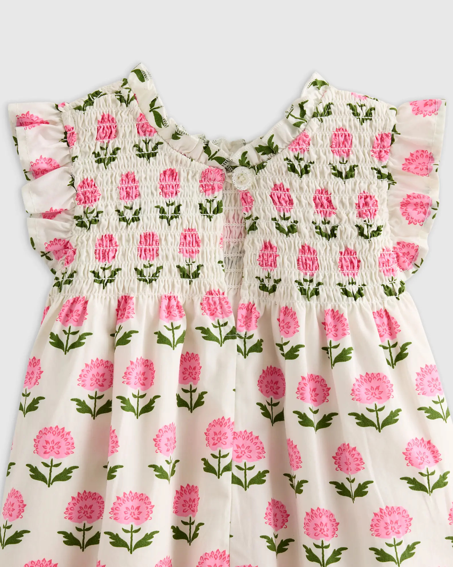 100% Organic Cotton Poplin Smocked Flutter Sleeve Dress | Quince