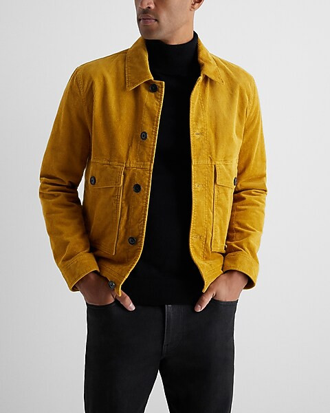 Yellow Corduroy Bomber Jacket | Express