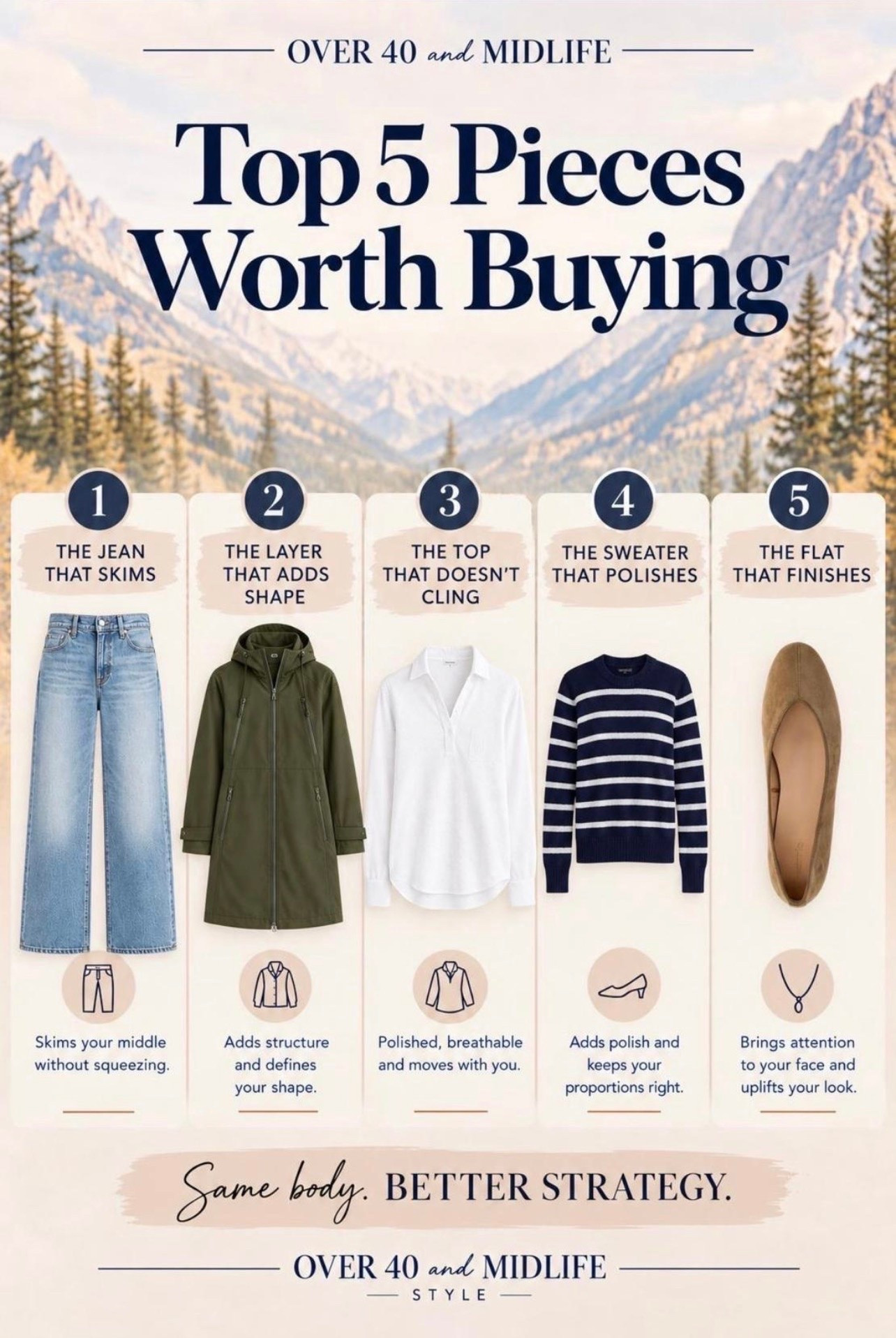✨Tap the bell, save and ❤️ start here 40 fashion, midlife style, midsize fashion and luxury looks for less. 
 
If you’re buying five pieces for fall, start with the ones that make getting dressed easier. 🤍

Wide leg jeans that skim. An olive layer that adds shape. A white top that doesn’t cling. A striped sweater that pulls an outfit together. And suede flats that finish the look.

Same body. Better strategy. 

👑 Helping you look good, feel good! — Lindsey Denver 🤍 Check back daily for belly-friendly style, confidence, and Outfit Physics.
 

 #LTKOver40 #LTKMidsize #LTKPlusSize

Comment SHOP below to receive a DM with the link to this post on my LTK ⬇ https://liketk.it/6osve

Comment SHOP below to receive a DM with the link to this post on my LTK ⬇ https://liketk.it/6ozYC

Comment SHOP below to receive a DM with the link to this post on my LTK ⬇ https://liketk.it/6p28u