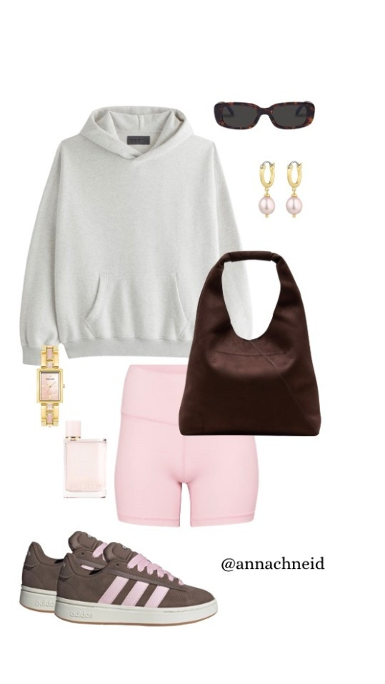 Pink and girly comfy class outfit inspo: aritzia athleisure set, pink watch, gold chunky jewelry, and adidas sneakers  

#LTKSeasonal #LTKxMadewell #LTKActive