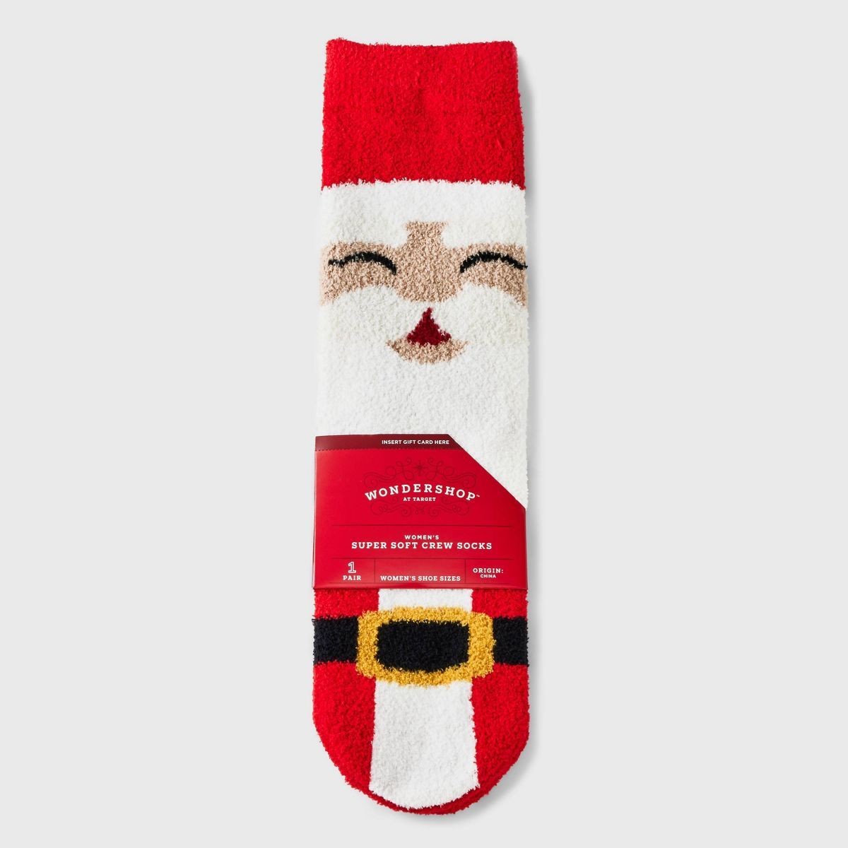 Women's Santa Cozy Crew Socks with Gift Card Holder - Wondershop™ Red/White 4-10 | Target