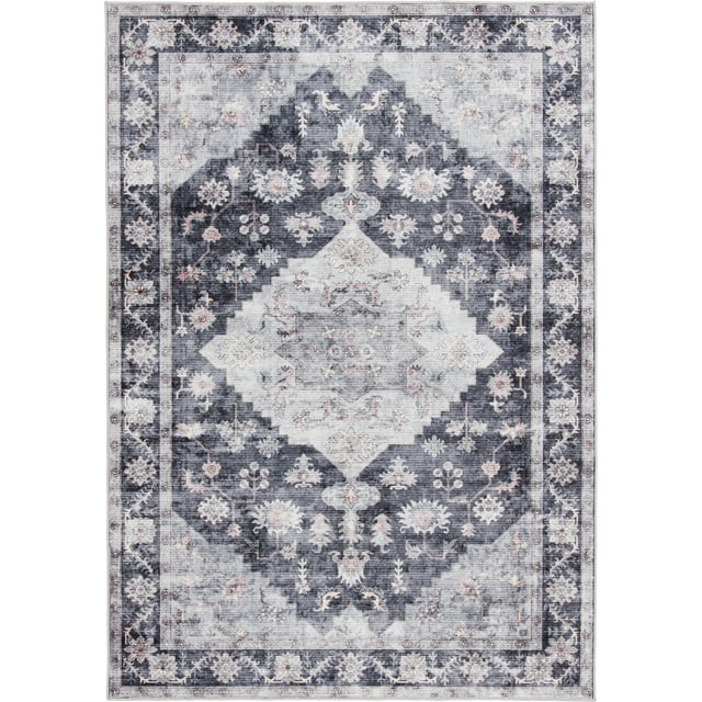 Better Homes & Gardens Persian Machine Washable Indoor Area Rug, Gray, 5'x7' | Walmart (US)
