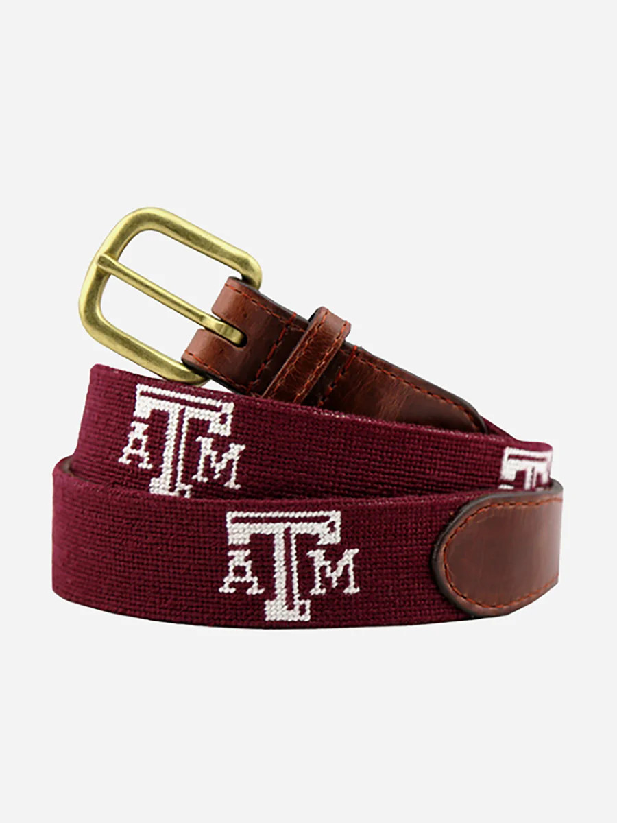 Smathers & Branson Men's Texas A&M University Needlepoint Belt | Saint Bernard