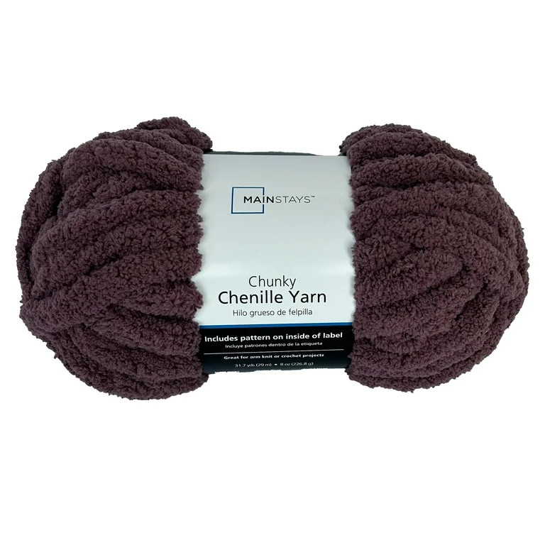 Mainstays Chunky Chenille Yarn, 31.7 yd, Purple, 100% Polyester, Super Bulky | Walmart (US)