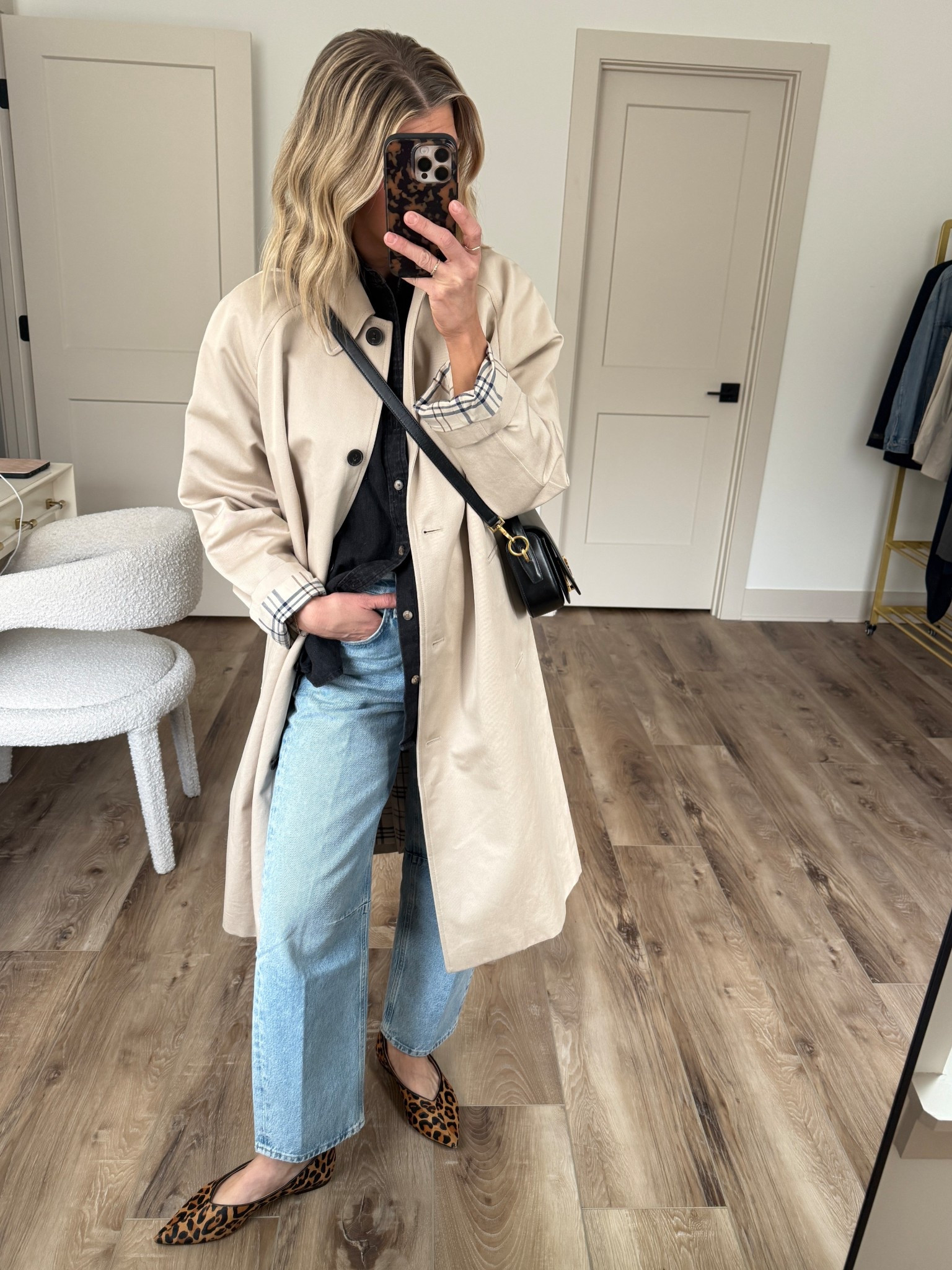 Wearing XS denim shirt, 24 jeans (sized down), coat small, flats tts 

#LTKgrwm #LTKootd #LTKOver40