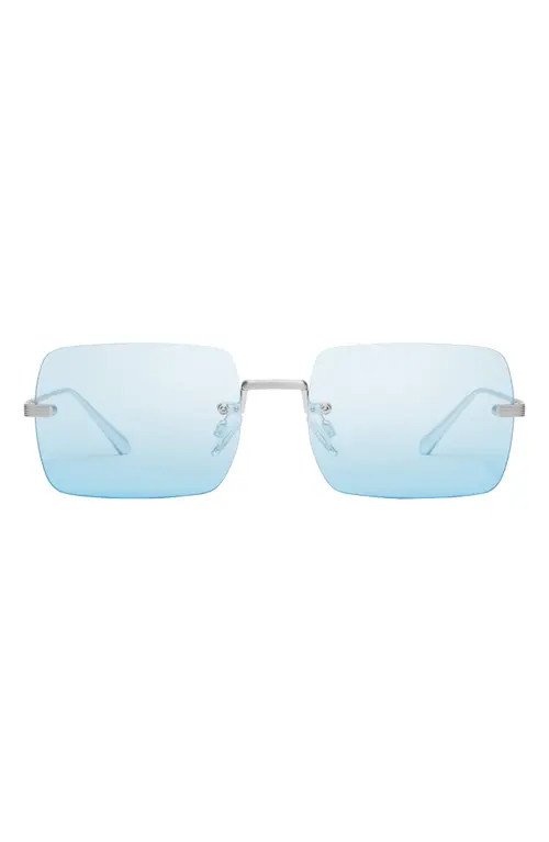 QUAY TTYL 53mm Gradient Rimless Sunglasses in Silver/Blue Iridescent at Nordstrom | Nordstrom