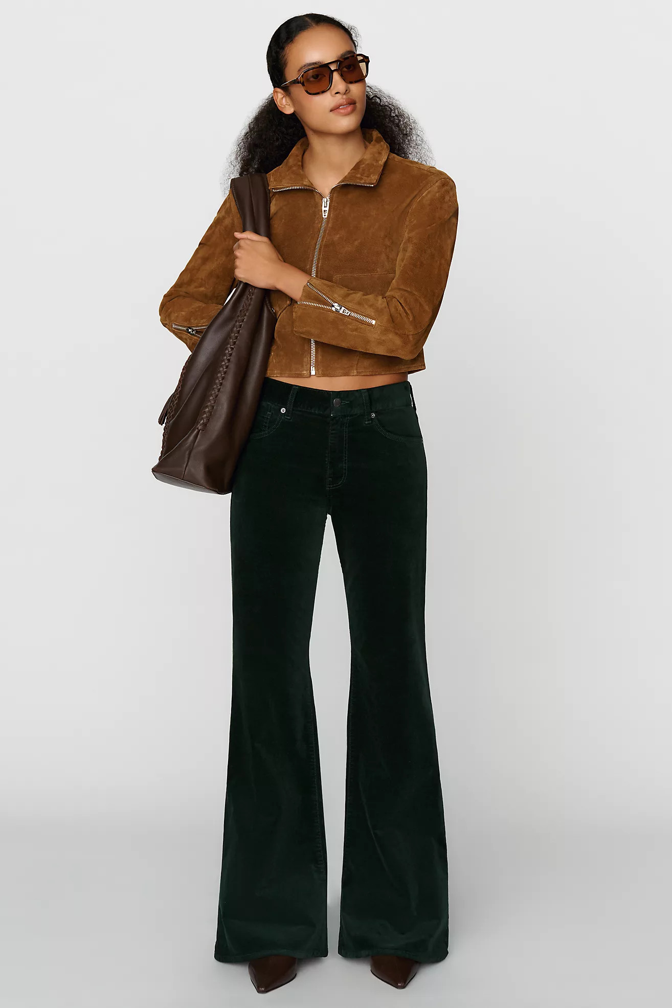 AG Jeans Georgie Velvet Mid Rise Flare Jeans | Anthropologie (US)