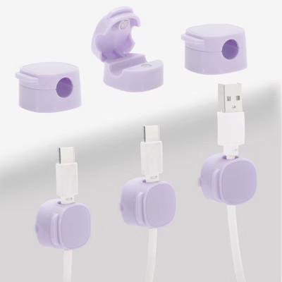 Unique Bargains 6 Pcs Cable Holder Clip for Office Desk Phone Wire Purple | Target