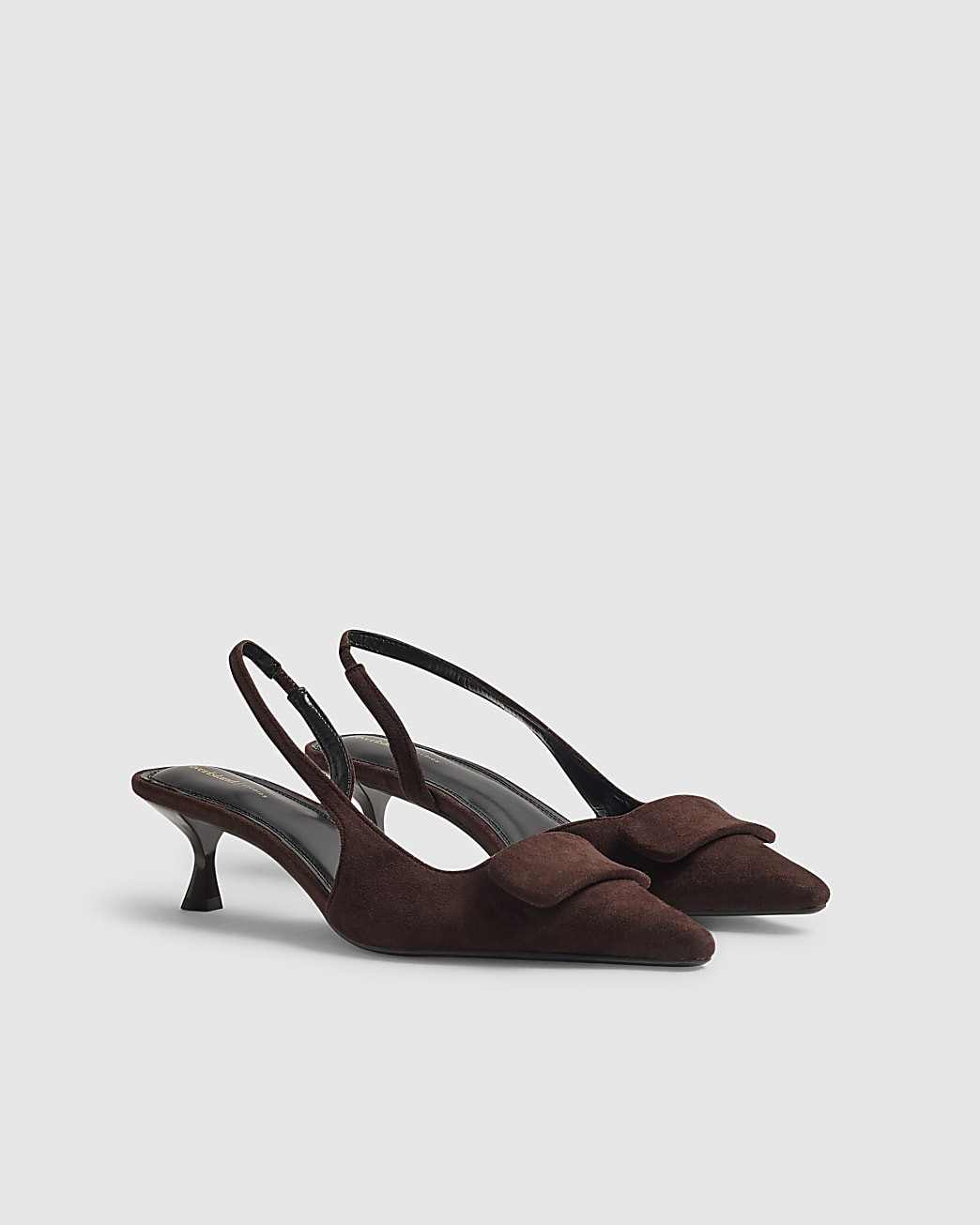 Brown Faux Suede Point Slingback Court Heels | River Island UK & IE