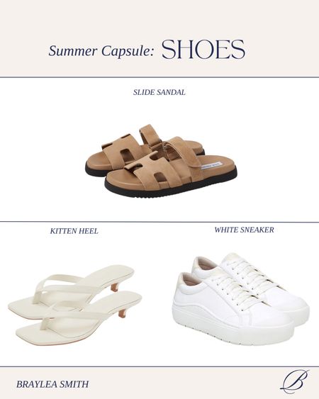 Shoes in my summer capsule wardrobe | kitten heels, white sneakers,  steve madden slides, Mayhem Slide Sandal

#LTKSeasonal #LTKfindsunder100 #LTKshoecrush