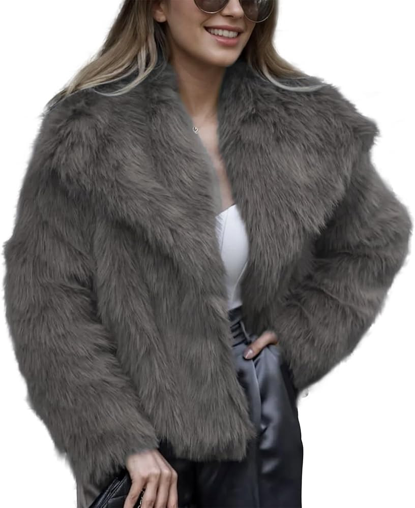 Material - This fuzzy jacket made of thick and warm faux fur fabric, keeps you warm and stylish i... | Amazon (US)
