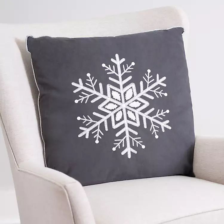 New!Charcoal Snowflake Velvet Pillow | Kirkland's Home