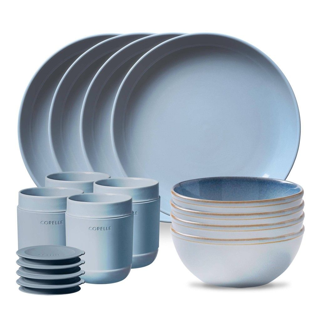 Corelle 16pc Stoneware Dinnerware Set Blue | Target