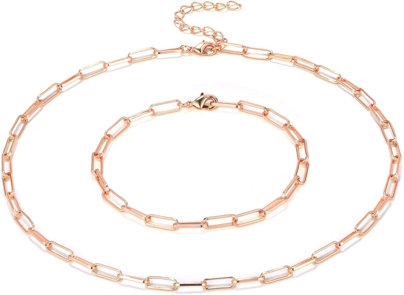 BOUTIQUELOVIN 14K Rose Gold Paperclip Link Chain Necklace for Women Girls | Amazon (US)