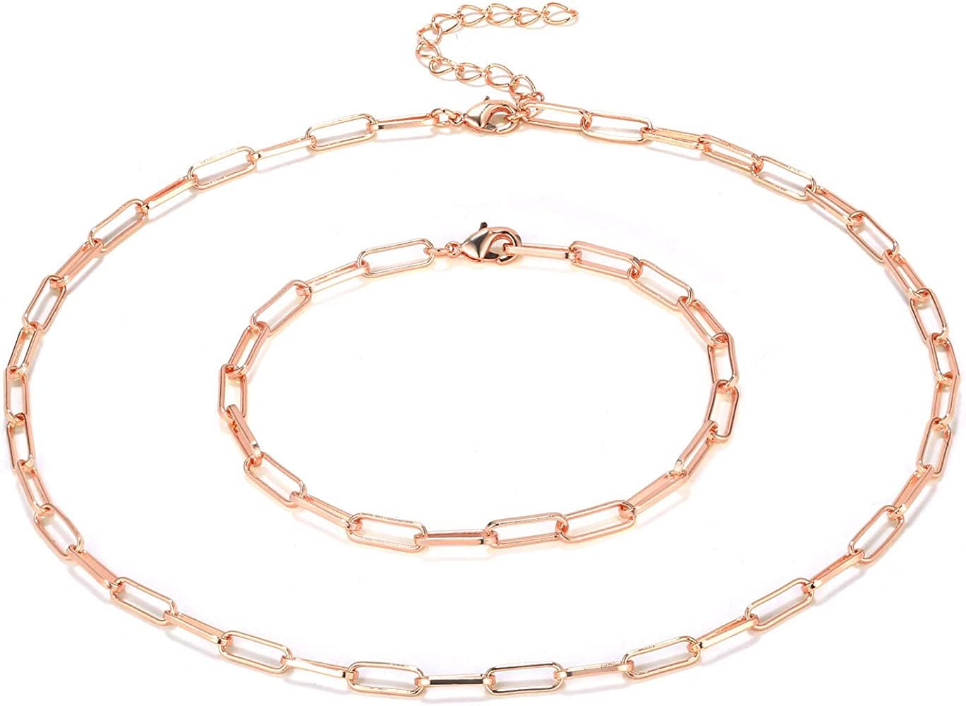 BOUTIQUELOVIN 14K Rose Gold Paperclip Link Chain Necklace for Women Girls | Amazon (US)