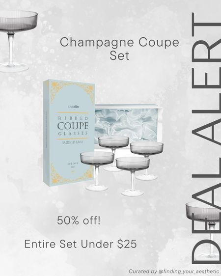 Amazing deal for this set of vintage inspired champagne coupe glasses. I love the Smokey grey color - unique and different! 

Amazon deals // fluted glasses // Amazon glassware // Amazon kitchen 

#LTKParties #LTKSaleAlert #LTKHome