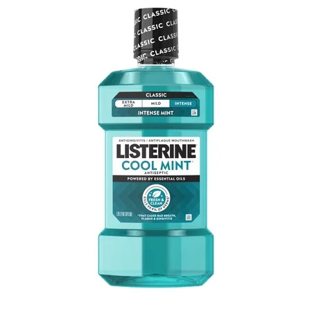 Listerine Cool Mint Intense Antiseptic Mouthwash, For Bad Breath & Plaque Oral Care, 1 L | Walmart (US)