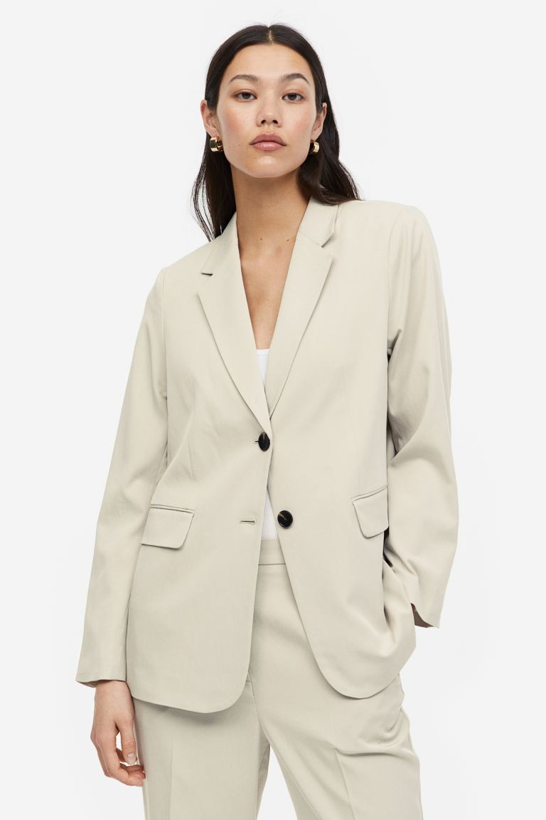 Single-breasted blazer - Light beige - Ladies | H&M GB | H&M (UK, MY, IN, SG, PH, TW, HK)