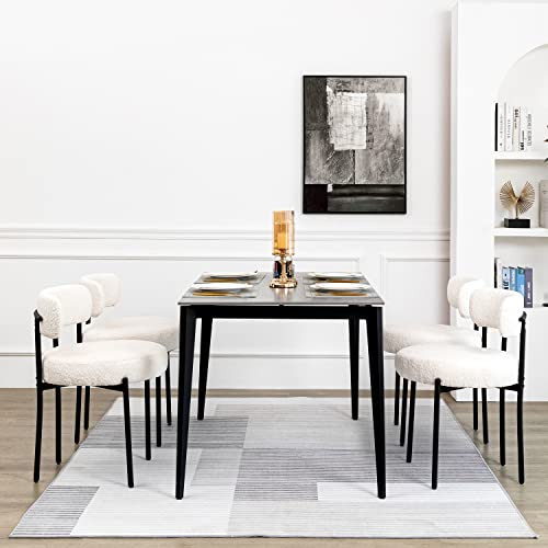 DYHOME Dining Chairs Set of 4, White Modern Upholstered Kitchen Dining Room Chairs, Boucle Dining... | Amazon (US)